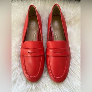 Talbots orange leather driving loafer Size 7M
